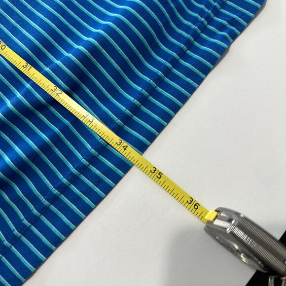 Peter Millar Summer Comfort Polo Shirt Mens Large Blue Green Striped Performance - Picture 6 of 6